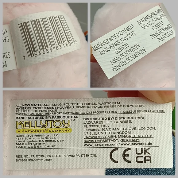 KellyToy K Luxe Baby Bunny Plush Rattle Crinkle Ears Stuffed Animal Sewn Eyes - Picture 7 of 8